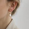 French Style Light Luxury Elegant Gold Color Water Drop Pearl Dangle Earrings Fashion Women Metal Geometry Jewelry Gifts