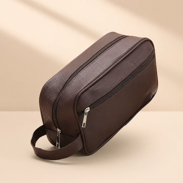 Voyage Grooming Bag in Braun – Detailansicht Nahaufnahme | Vefash