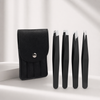 Précis Eyebrow Tweezer Set in Black 4Pcs – Detailansicht Nahaufnahme | Vefash