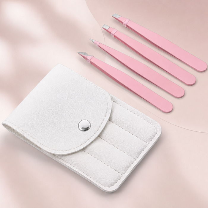 Précis Eyebrow Tweezer Set in Pink 4Pcs – Lifestyle Haarstyling Aufnahme | Vefash