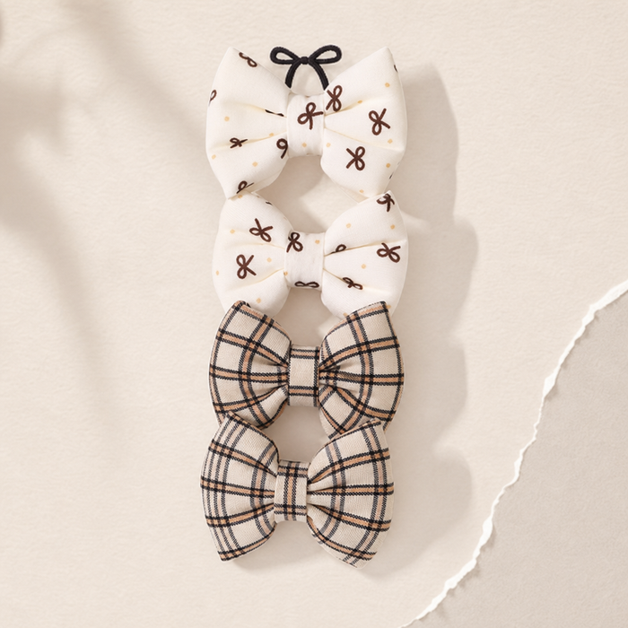 Noeud Lace Bow Clip Set in Creme – Flat Lay Produktfoto | Vefash