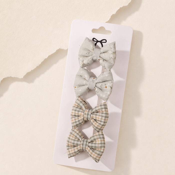Noeud Lace Bow Clip Set in Salbei – Lifestyle Haarstyling Aufnahme | Vefash