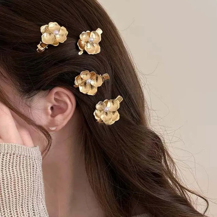 Goldene Blumen-Haargabeln – Elegantes 5er-Set
