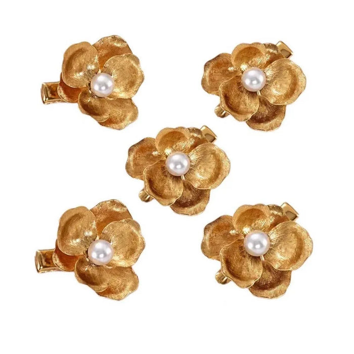 Goldene Blumen-Haargabeln – Elegantes 5er-Set