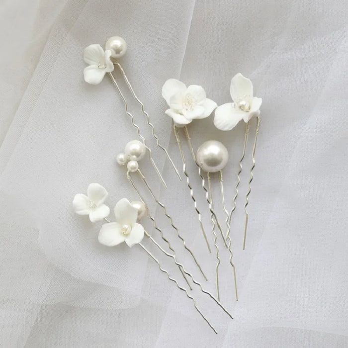 Pearl and Flower Hairpins – Detail 5 – Vefash