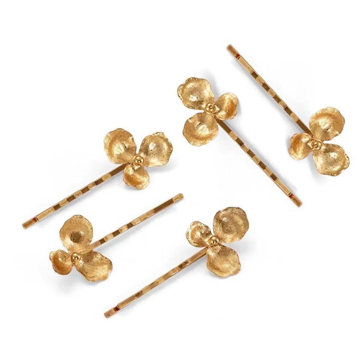 Goldene Blumen-Haargabeln – Elegantes 5er-Set