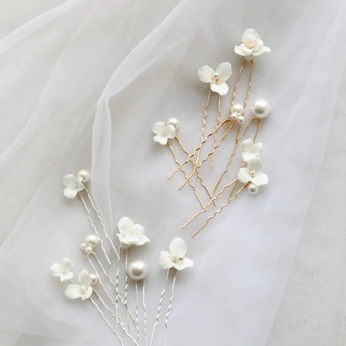 Pearl and Flower Hairpins – Detail 4 – Vefash