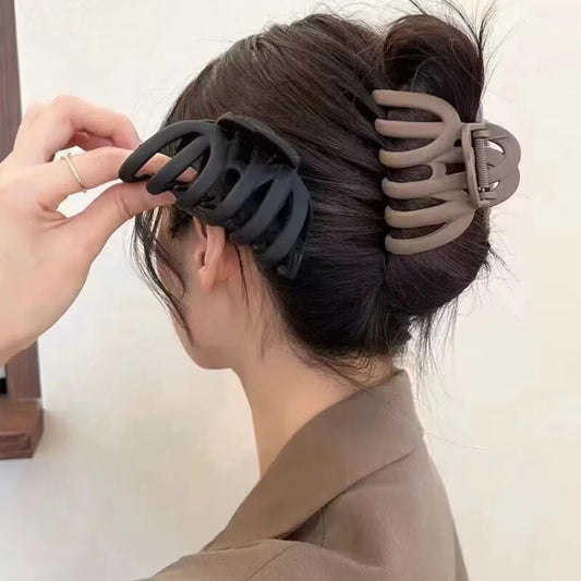 ☕ Korean Neutral Coffee Hair Claw Clip – Große Haarklammer für dickes Haar 🤎