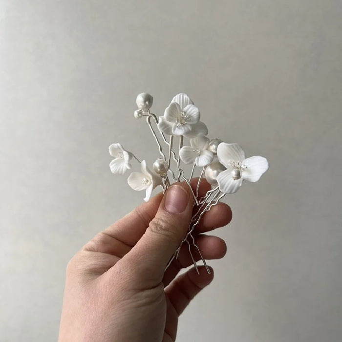 Pearl and Flower Hairpins – Detail 3 – Vefash