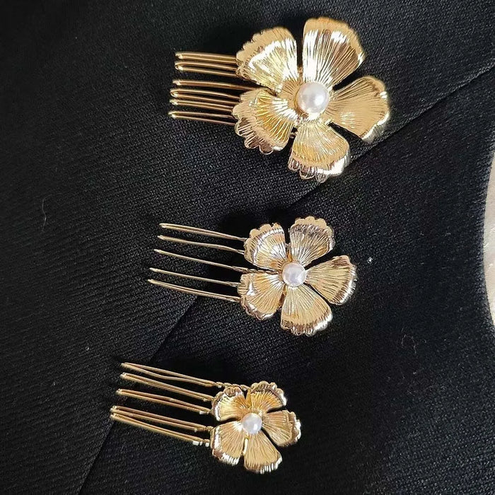 Goldene Blumen-Haargabeln – Elegantes 5er-Set