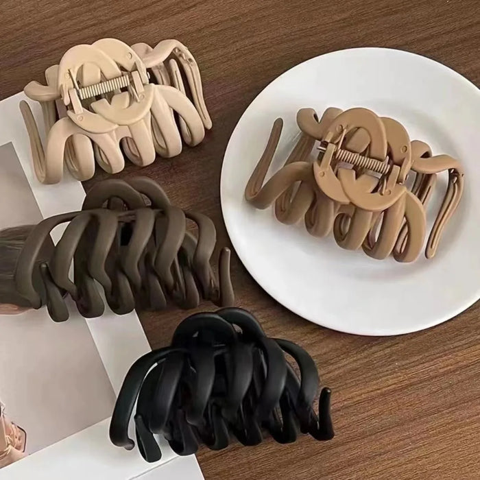 Korean Neutral Coffee Hair Claw Clip – Große Haarklammer für dickes Haar