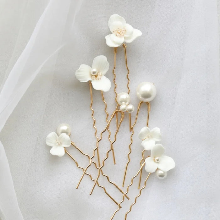 Pearl and Flower Hairpins – Detail 1 – Vefash