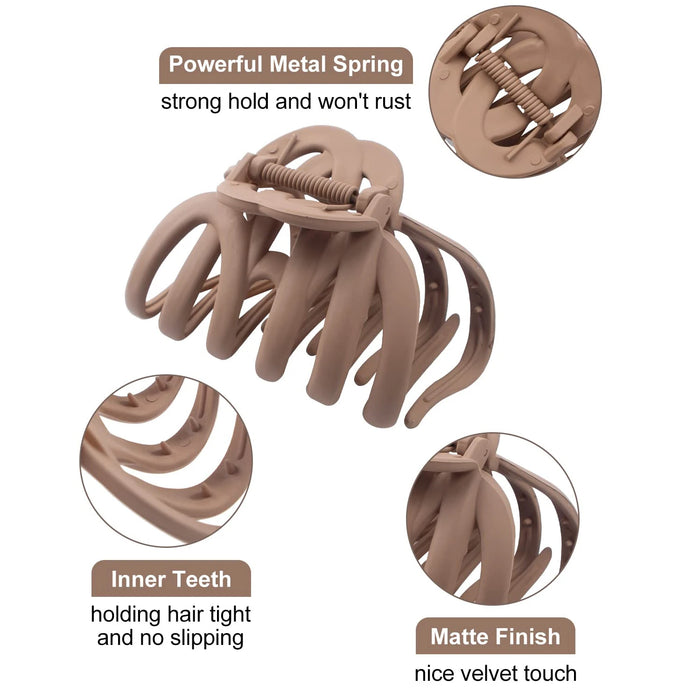 Korean Neutral Coffee Hair Claw Clip – Große Haarklammer für dickes Haar